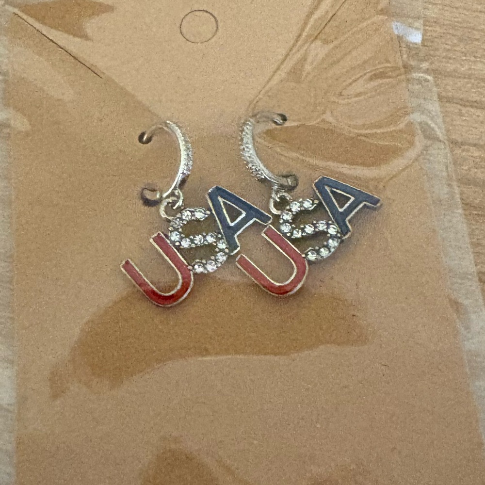 USA Themed Red, Blue, and Silver Earrings